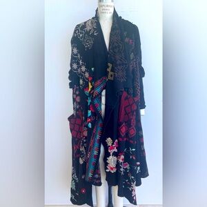 JOHNNY WAS Knit BIYA Embroidered Duster Cardigan Size S in its Bag